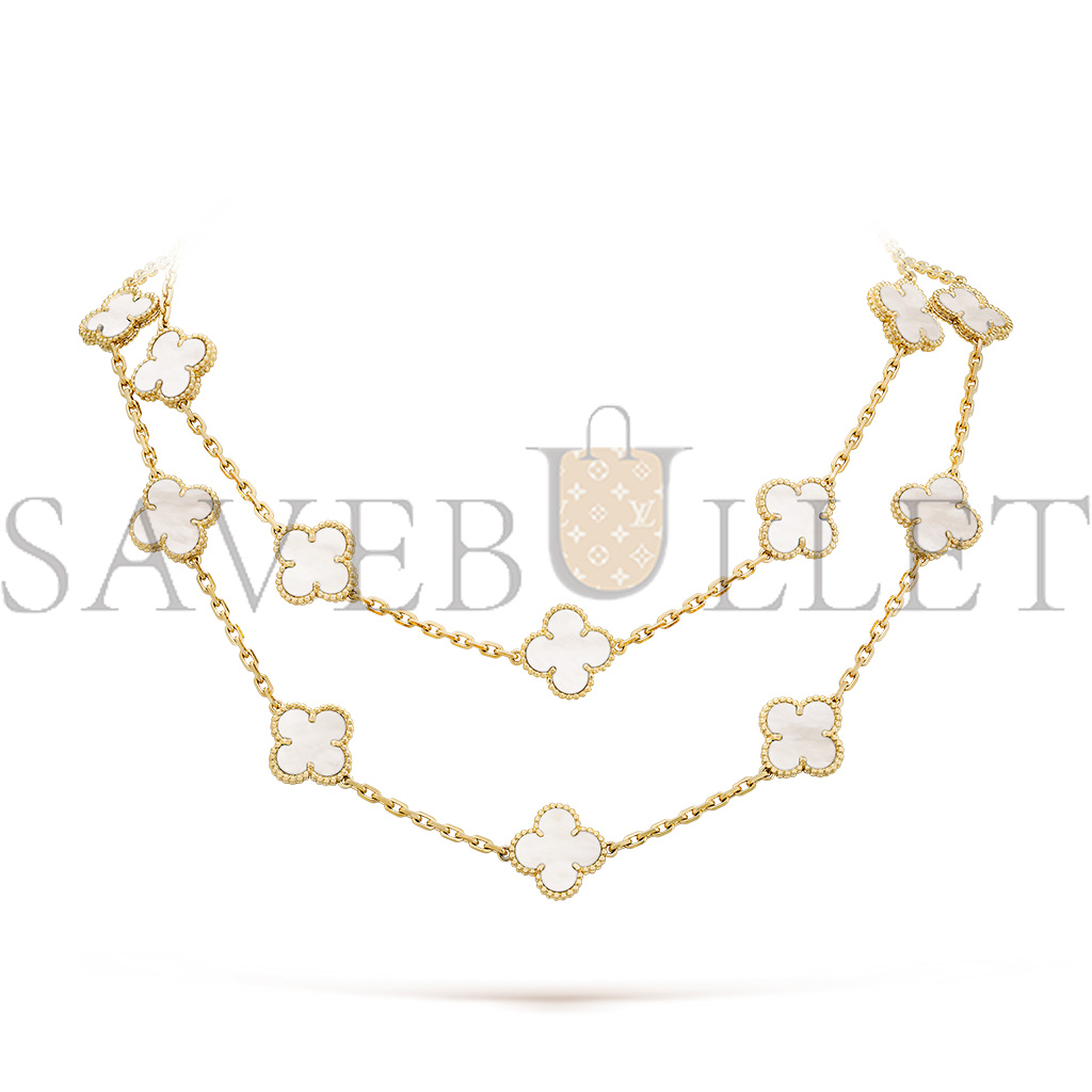 VAN CLEEF ARPELS VINTAGE ALHAMBRA LONG NECKLACE, 20 MOTIFS - YELLOW GOLD, MOTHER-OF-PEARL  VCARA42100